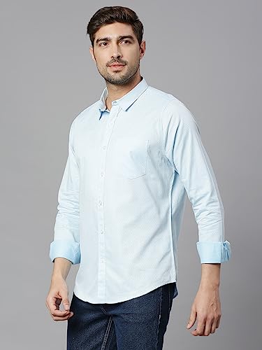 Thomas Scott Mens Solid Slim Fit 100% Cotton Casual Shirt with Spread Collar and Long Sleeve White