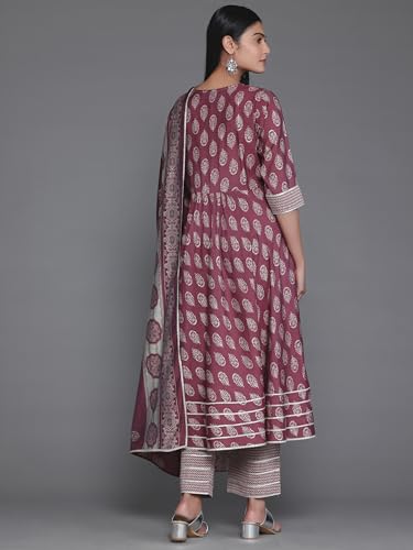 Libas WomenS Silk Blend Printed Kurta Set (35324_Mauve