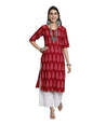 Pinkmint Elegant Printed Crepe KurtiS For WomenS Ll Fashionable Kurti Ll Straight Round Neck Kurti (Pack Of 1) Red