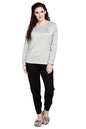 Evolove WomenS Cotton Full Sleeves Round Neck Night Suit Set/Top Pyjama Set Super Soft Comfortable (Grey & Black, Wtskly1390Gy-