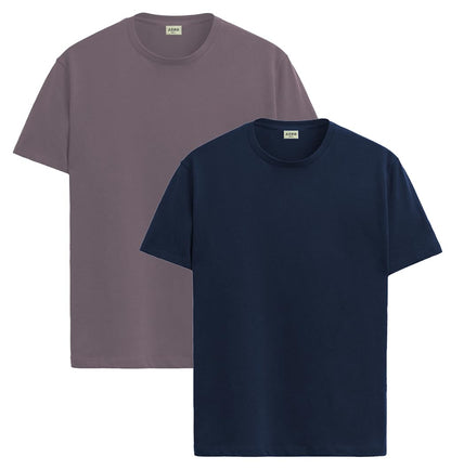ADRO Mens T Shirts | Solid Tshirts for Men | Pure Cotton Lycra Fabric | 4 Way Stretch Smart tech Tshirt | Pack of 2 Round Neck T