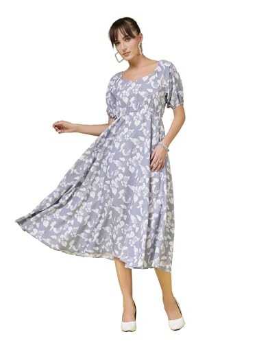 OOMPH! Womens Western & Fusion wear Printed Crepe Dress for Women, Puffed Sleeve, Multicolor - md991