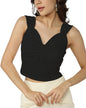 SMOWKLY Womens Premium Valentino Made Stylish Bow Pleated Crop Top | Sweetheart Neck & Strappy Singlets | Going Out Summer Tank