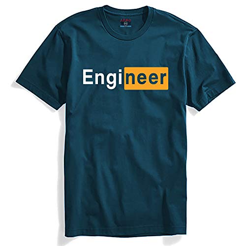 ADRO Engineer Mens Cotton Printed T-Shirt (R21-M-EGN-SB_Teal_XL)