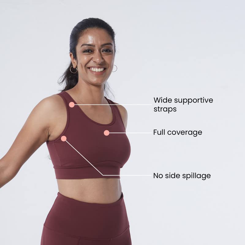 BlissClub Womens Polyester Lightly Padded Wire Free Sports, Full-Coverage Bra