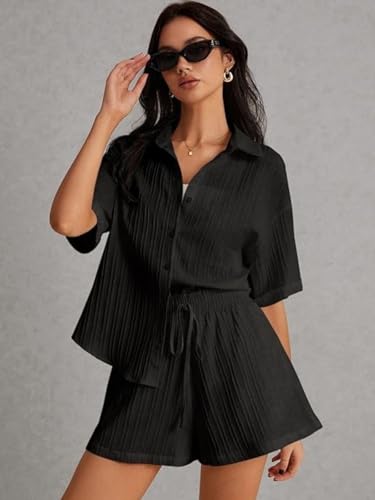 Leriya Fashion WomenS Poly Lycra Blend Solid Regular Western Co Set (Lf-W.Co-Ord Set-W2274&Sh305_Black