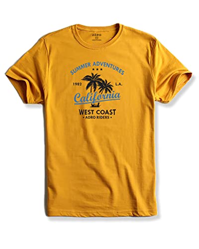ADRO Summer Adventures California Mens Printed T-Shirt (L, Mustard)