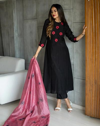 Fabnex Kurta Set For Women | Embroidered Women Kurta Set With Pant | Stylish Kurti Pant Set | Kurta Sets For Women (K-84) (In, A