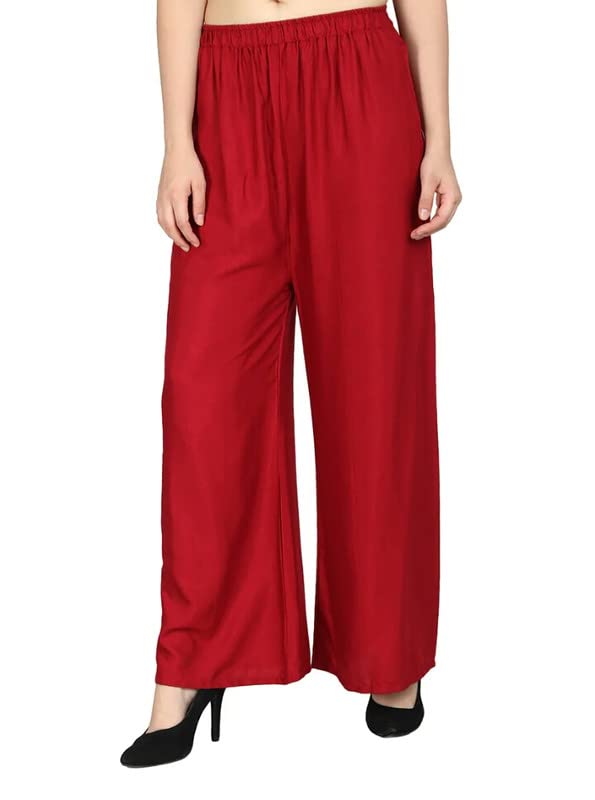 Fashion Gallery WomenS Rayon Relaxed Fit Palazzo Pants With Full Length Pull On Closure And Elasticated Flexible Waist|Palazzo