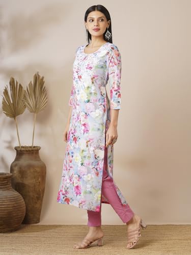 ANNI DESIGNER Women's Cotton Blend Straight Printed Kurta