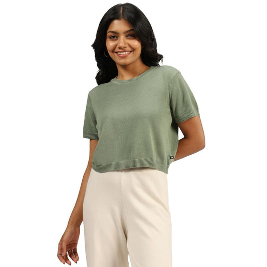 BlissClub Womens Move All Day CottonKnit Crop Top