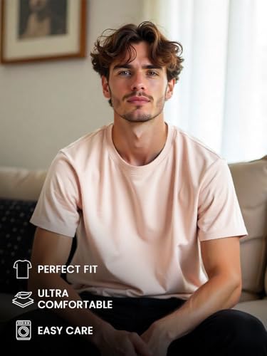 Nobero MenS Cotton Solid Oversized Fit T-Shirt (1M-Twrt-R0002_Olive/Blush