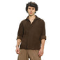 Campus Sutra Mens Coffee Brown Crosshatch-Tactile Oversized Shirt for Casual Wear | Spread Collar | Long Cuffed Sleeves | Butto
