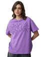 The Souled Store House of Dragon: Fierce Women and Girls Short Sleeves Round Neck Purple Embellished Cotton Oversized T-Shirts