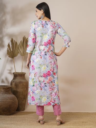 ANNI DESIGNER Women's Cotton Blend Straight Printed Kurta