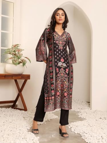 Varanga WomenS Viscose Rayon Kurta Set (Vset21166_Black