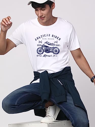 ADRO Men's Regular Fit T-Shirt (RNR-M-AME-WH)