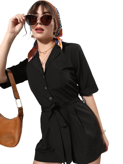 Style Quotient Women Black Solid Playsuit