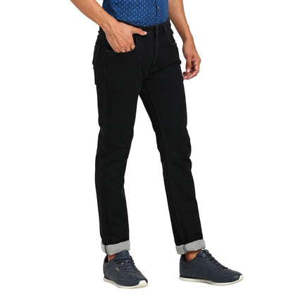 Turtle Men Cotton Stretch Solid Narrow Fit Black Jeans