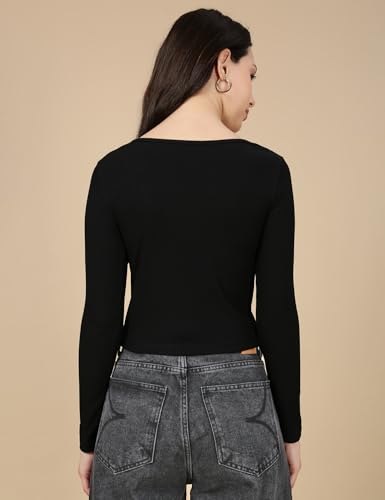 Fyltr WomenS Solid Regular Fit T Shirt (Fylss25Wkt-1002_Onyx Black