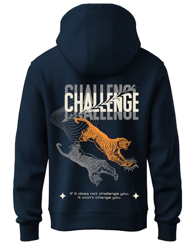 ADRO Mens Abstract Design Backside Printed Hoodies in Premium Cotton Fleece 340 GSM (H23-M-CHL-NB_Navy_XL)