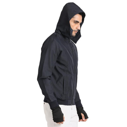 Turtle Men Cotton Stretch Navy Blue Plain Regular Fit Full Sleeve Casual Windcheater
