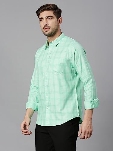 Thomas Scott Mens Solid Slim Fit 100% Cotton Casual Shirt with Spread Collar and Long Sleeve