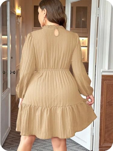 Leriya Fashion Poly Cotton Above The Knee Western Dress for Women (LF-W.DRESS-WD1254_Beige