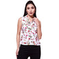 OOMPH! Womens Crepe Printed top with Tie Neck and Sleeveless