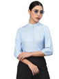 Style Quotient Women Solid Light Blue Polyester Formal Shirt