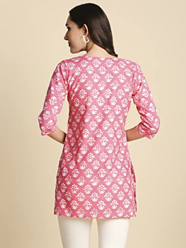 Anubhutee WomenS Rayon Printed Straight Kurti Pink