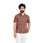 Fabindia Men Block Printed Bushshirt Cotton_Xl Red