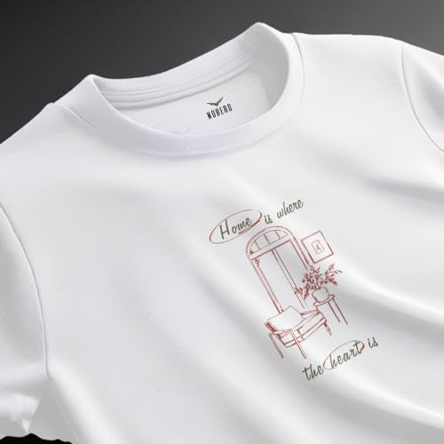 Nobero MenS Graphic Print Oversized Fit T-Shirt (1M-Twrt-C1099_White