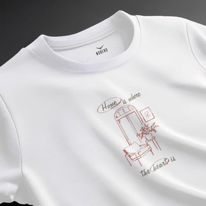 Nobero MenS Graphic Print Oversized Fit T-Shirt (1M-Twrt-C1099_White