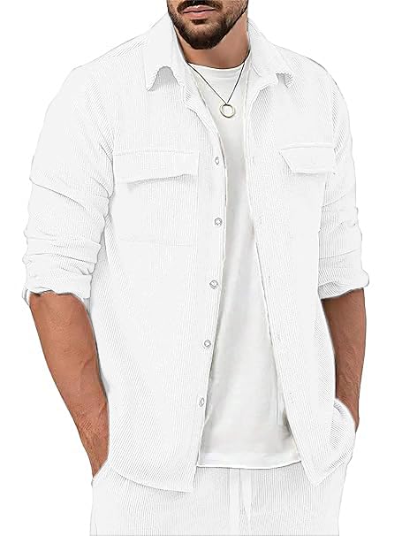 Trillmixa MenS Polyester Shirt With Spread Collar Neck Full Sleeves Two Side Pockets Solid Pattern Relaxed Fit And Standard Len