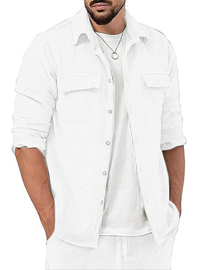 Trillmixa MenS Polyester Shirt With Spread Collar Neck Full Sleeves Two Side Pockets Solid Pattern Relaxed Fit And Standard Len