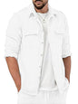 Trillmixa MenS Polyester Shirt With Spread Collar Neck Full Sleeves Two Side Pockets Solid Pattern Relaxed Fit And Standard Len