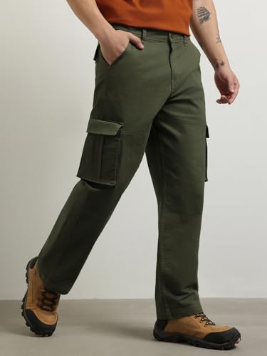 Nobero MenS Straight Casual Pants (1M-Bwcp-R0001_Military Green