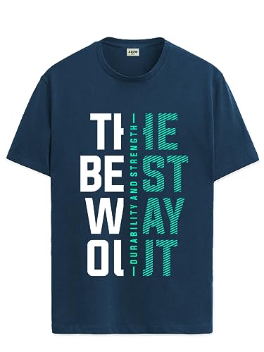 ADRO Motivational Quote Printed T-Shirt for Men - 100% Cotton, Regular Fit, Soft Breathable Fabric. (RN23-M-BEST-SB_Teal_XL)