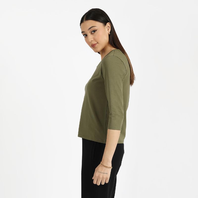BlissClub Women The Last Tee - V Neck tee | Womens t-Shirt | 3/4 Sleeves | Last 750+ Washes | Cotton Tee