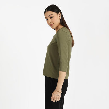 BlissClub Women The Last Tee - V Neck tee | Womens t-Shirt | 3/4 Sleeves | Last 750+ Washes | Cotton Tee