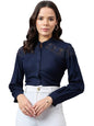 Style Quotient Women Solid Full Sleeve Shirt with Lace Incert Details.