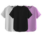 Juneberry Pure 100% Cotton Oversized Loose Baggy Fit Round Neck With Drop Shoulder Black & White & Lilac Half Sleeves Boyfriend