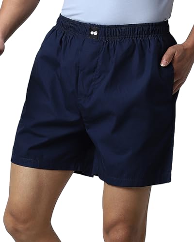Bewakoof Mens Solid Regular Fit Boxer_581592_Blue_L