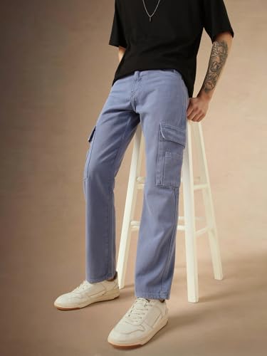 Dennis Lingo Mens Navy Blue Cotton Relaxed Fit Mid-Rise Casual Jeans