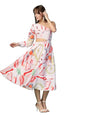 OOMPH! Womens Western & Fusion wear Printed Crepe Dress for Women, One Shoulder, White - md1080