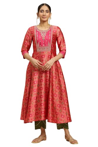 W for Woman Women's Polyester Regular Fit Paisley Regular Kurta
