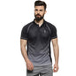 Campus Sutra Mens Black & Grey Ombre Polo Activewear T-Shirt for Casual Wear | Spread Collar | Short Sleeve | Half-Button Closu