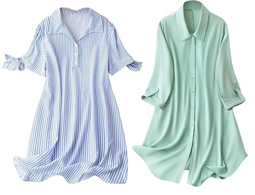 Leriya Fashion Rayon Women Above The Knee Western Dress (LF-WD1099&WD1143_Blue&Green