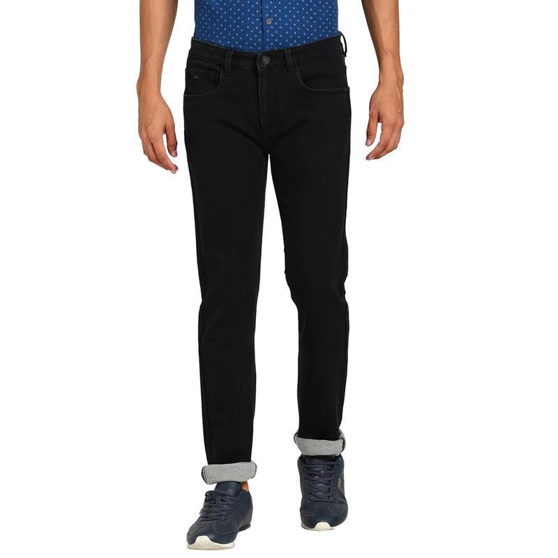 Turtle Men Cotton Stretch Solid Narrow Fit Black Jeans